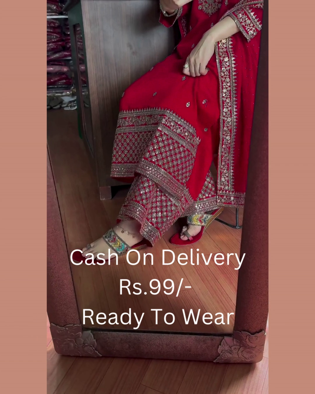 Royal Crimson Silk Suit with Zardosi Artistry