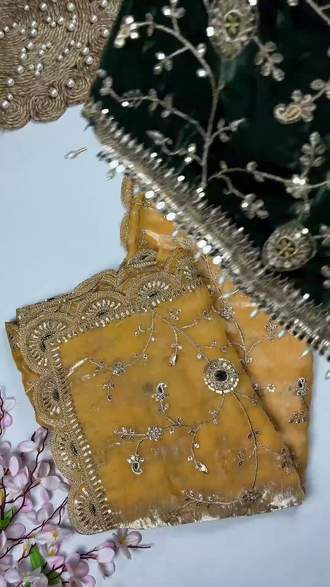 Mustard Gold Hand-Embroidered Designer Blouse
