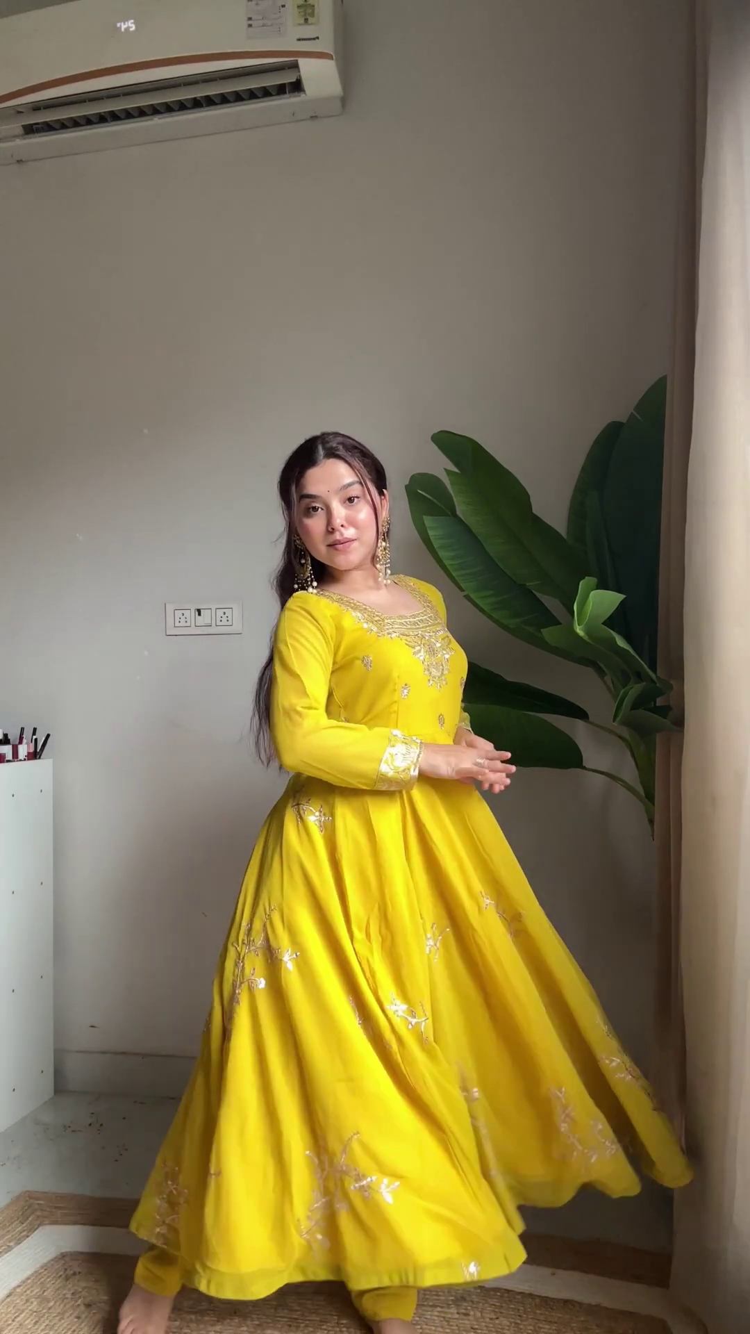 Sunlight Yellow Georgette Anarkali Suit with Scalloped Embroidery