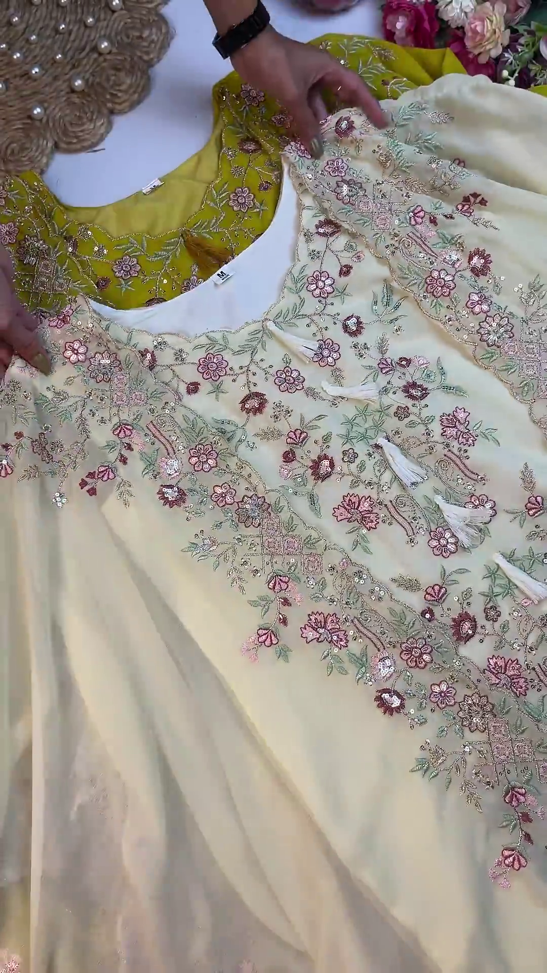 Garden-Inspired Floral Embroidered Silk Kurti Collection