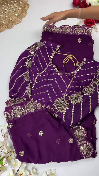 Crimson Silk-Blend Blouse with Floral Zari Jaal and Pearl Droplets
