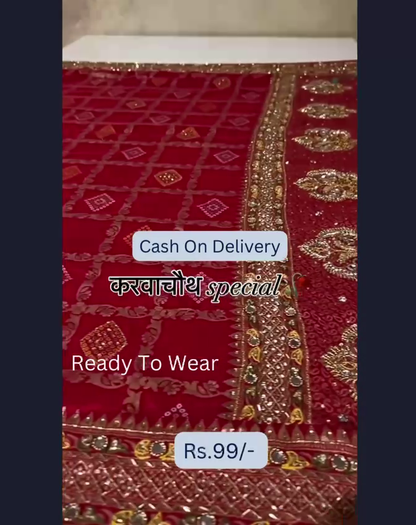 Karwa Chauth Special: Crimson Heritage Bandhani Saree