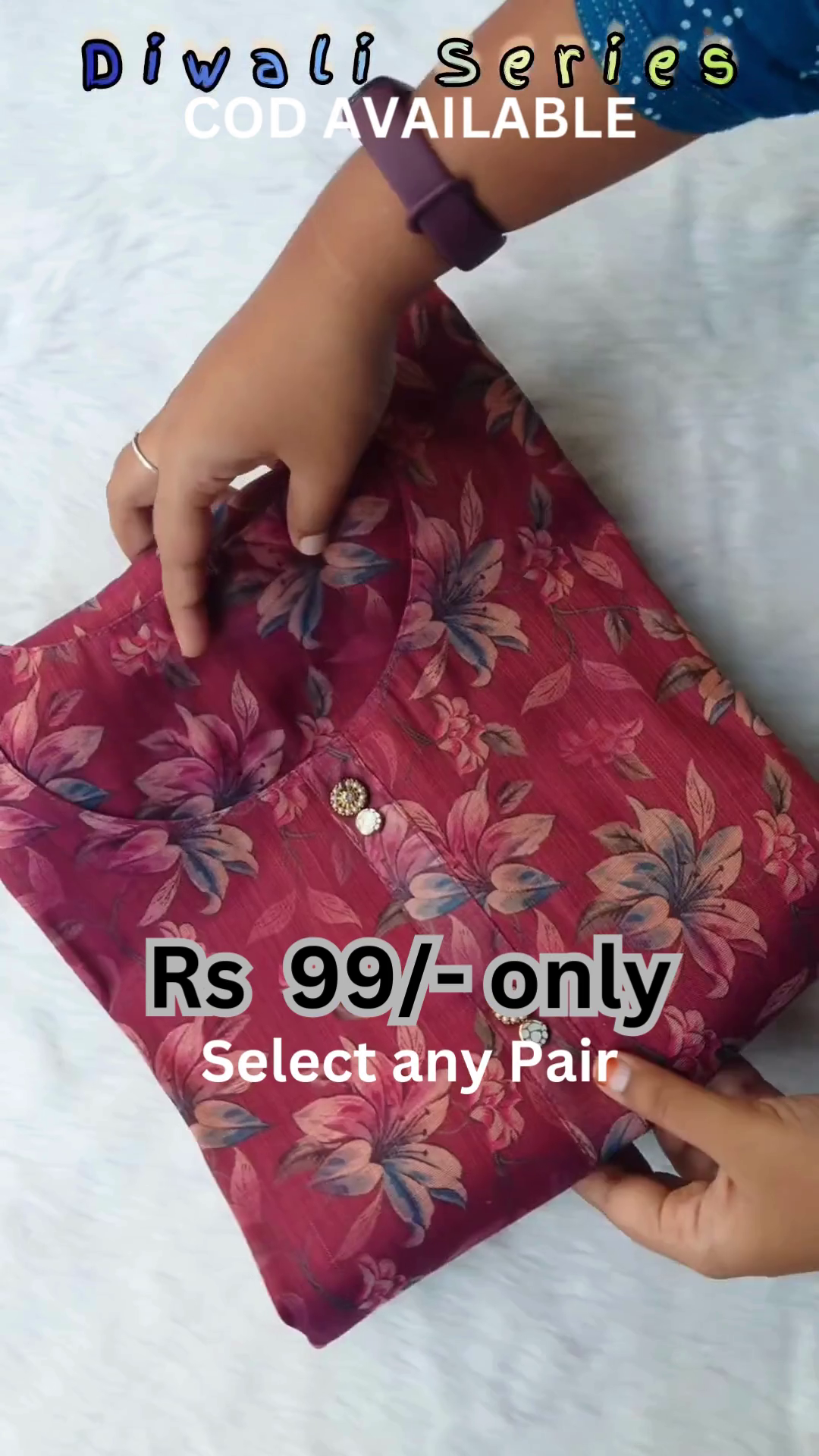 Burgundy Floral Silk Kurti | Diwali Series