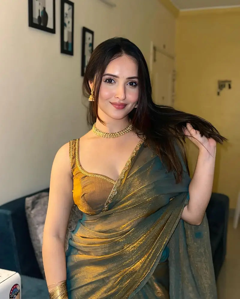 Ready To Wear Stones Art Silk Banarasi Viral Saree