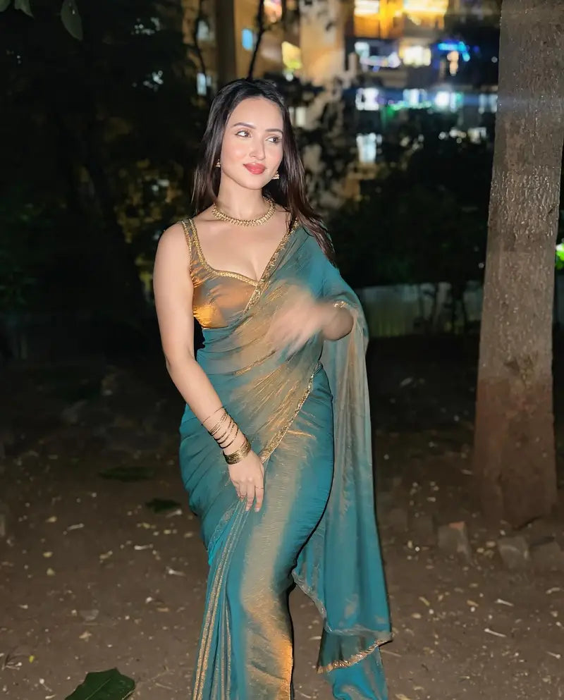 Ready To Wear Stones Art Silk Banarasi Viral Saree